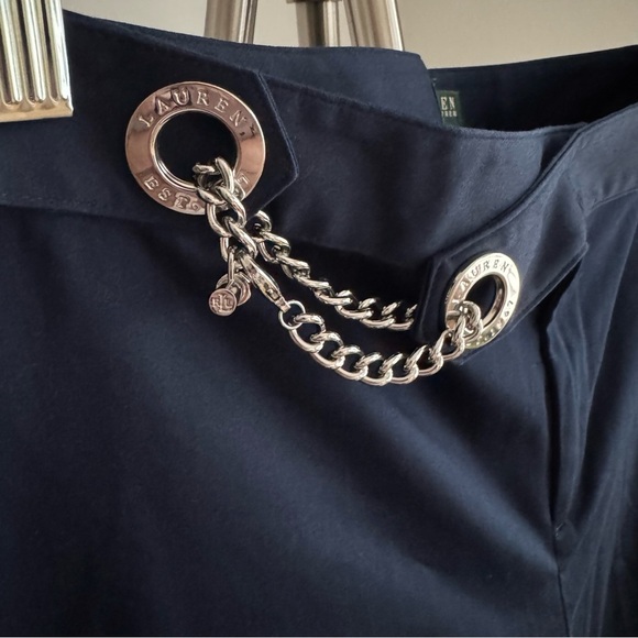 NWOT Polo Ralph Lauren Navy Ankle Pants with Silver Chain Detail Size 8P - Picture 6 of 6